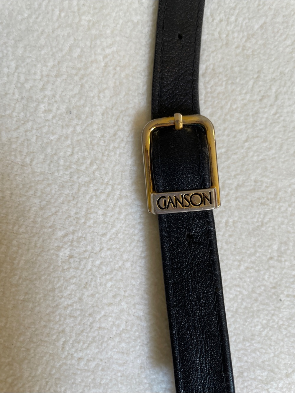 Black Leather Shoulder Purse with Gold Buckles